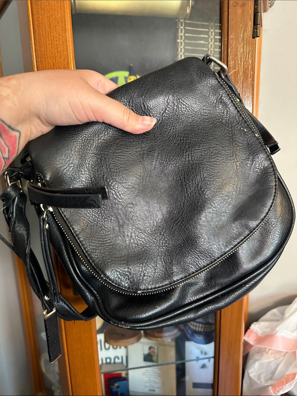 Madison West Black Leather Crossbody Bag